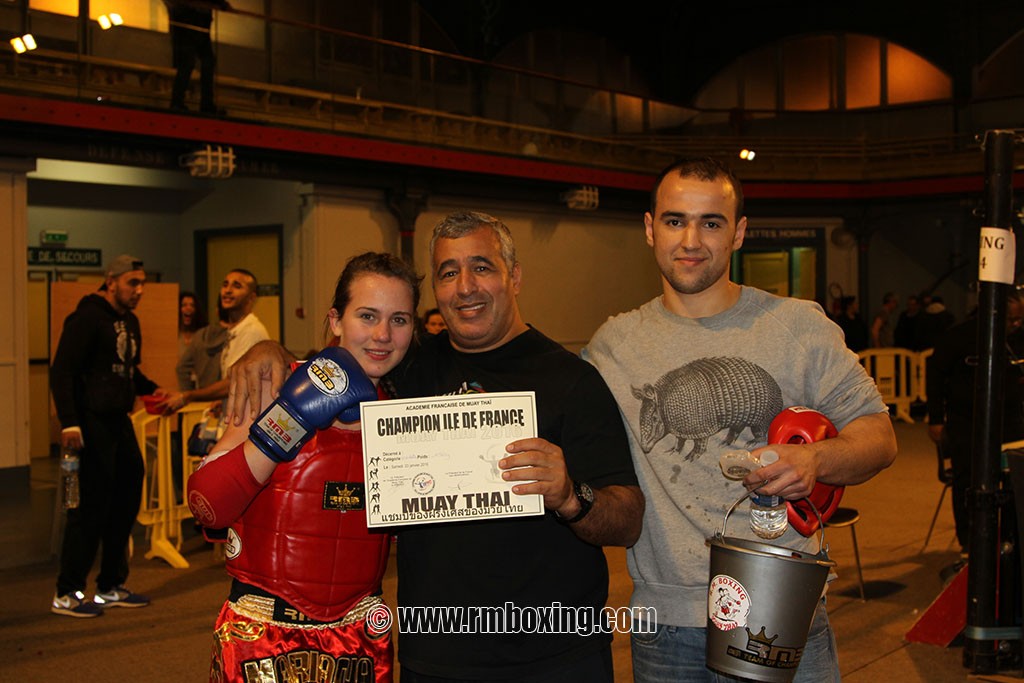 mariana goncear, akram mrad et rachid saadi rmboxing champion d'ile de france de muay thai